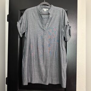 WD.NY Grey-Blue Chambray Shirt Dress